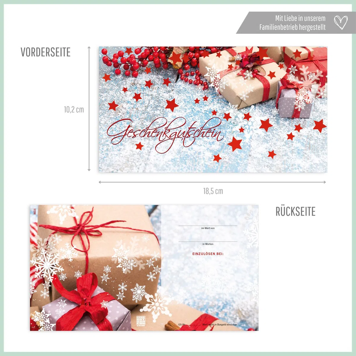 50 Gutscheine. Blanko zum Selberausfüllen. Für Weihnachten, für Firmen mit Weihnachtsmotiv.