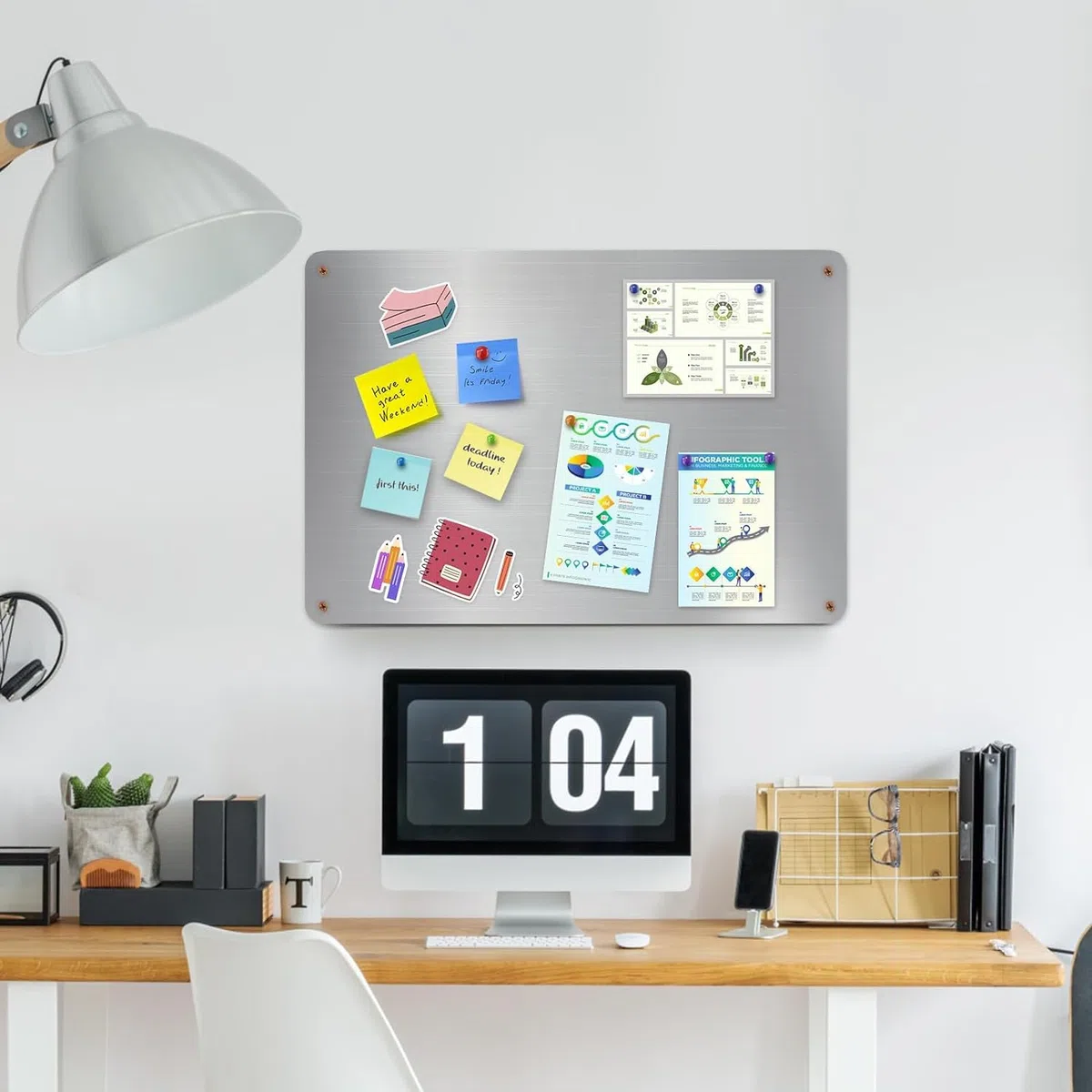 Lawei 2 Stück Magnettafel Magnetboard, 43,5 x 30 cm Magnetische Metalltafel Wandtafeln Magnetwand Magnetische Kreidetafel zum Präsentieren von Notizen, Fotos, Gewürzgläsern