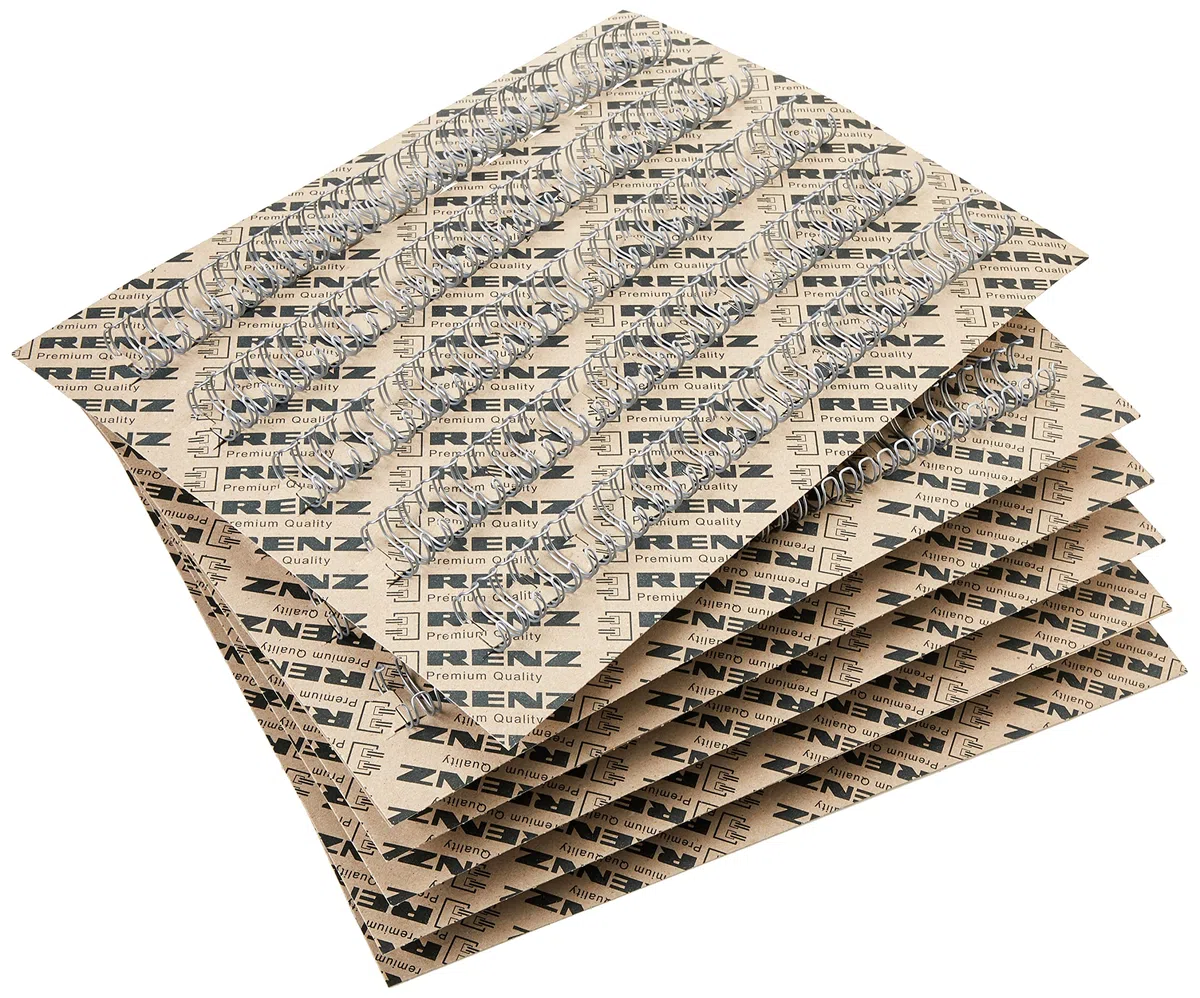 Renz Ring Wire Drahtkamm-Bindeelemente in 3:1 Teilung, 34 Schlaufen, Durchmesser 14.3 mm, 9/16 Zoll, silber/matt