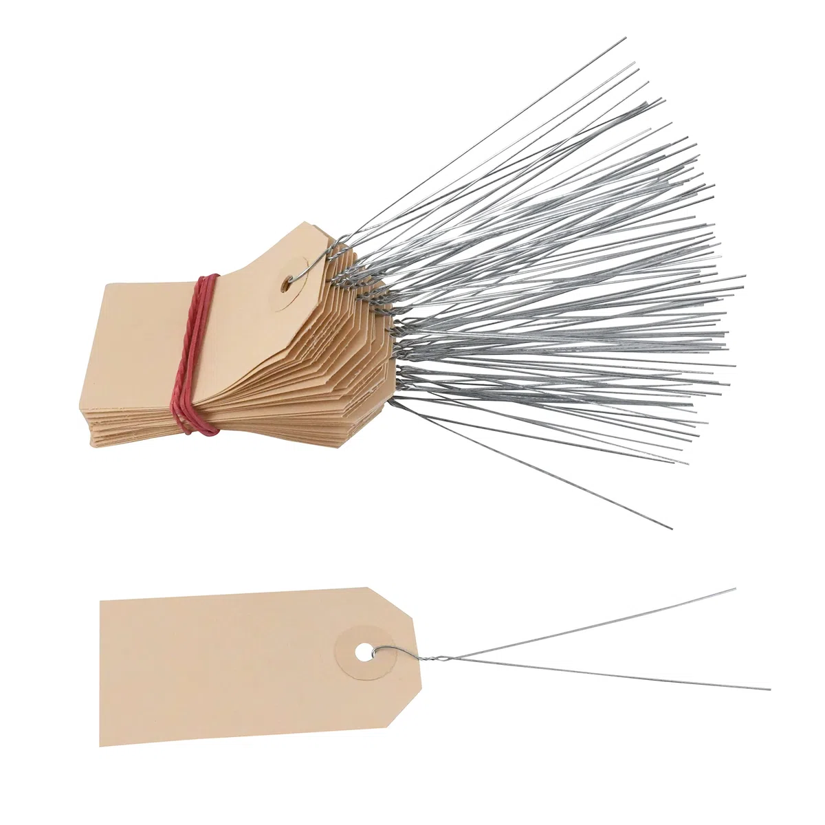 500 Warenanhänger aus Karton 40x80 mm mit Draht konfektioniert 5203010 + 690001 Stückwarenanhänger Hängeetiketten Anhängeetiketten Kartonetiketten