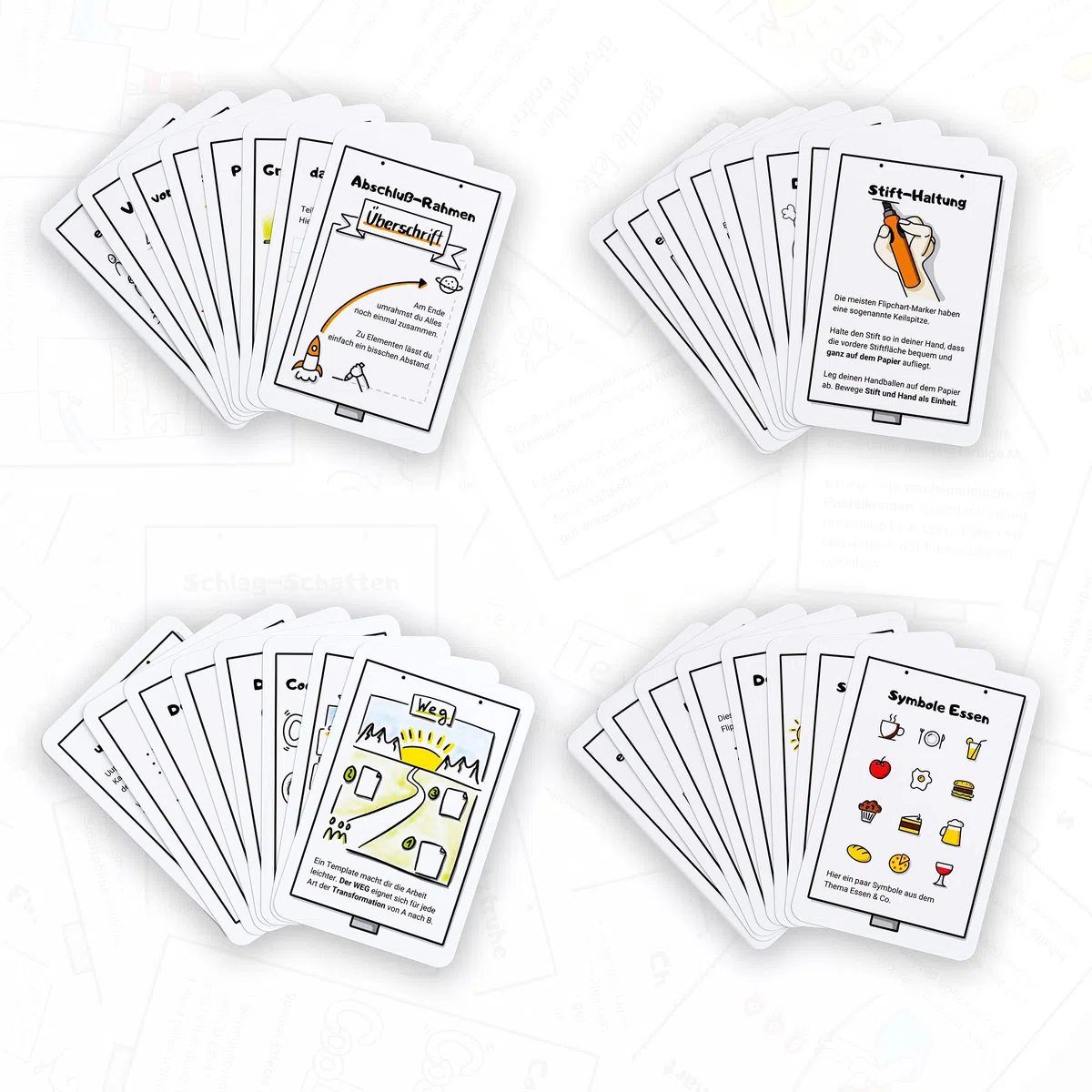 Flipchart Karten Set | Werde ein Flipchart Held | 32 Karten | Schritt-für-Schritt Anleitungen | Zeichnen lernen für Erwachsene auf Flipchart Papier