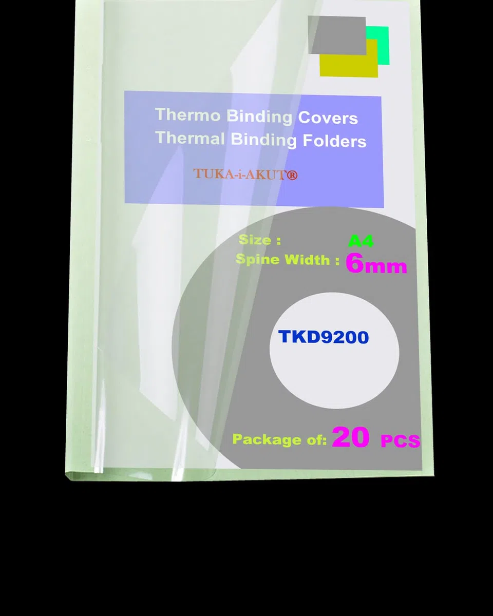 TUKA-i-AKUT [ 20x A4 6mm ] Thermobindemappen A4, Rückenbreite 6 mm, 20 Stück Thermo-Bindemappe für Thermo-Bindemaschinen, Bindergeräte, Binderücken | 20er Pack in Hellgrün, TKD9200 Lightgreen A4-20x