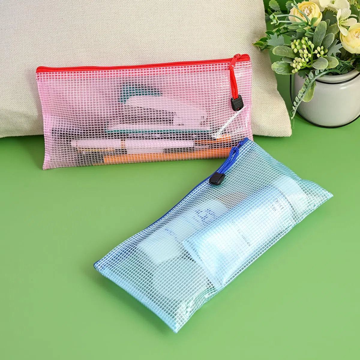 20 Stück Kleine Tasche mit Reissverschluss, 240x120 mm Stifteetui Reißverschlusstasche Dokumententasche Kunststoff Zip Beutel für Quittung, Arzneimittel, Schreibwaren und Allerlei Kleinkram