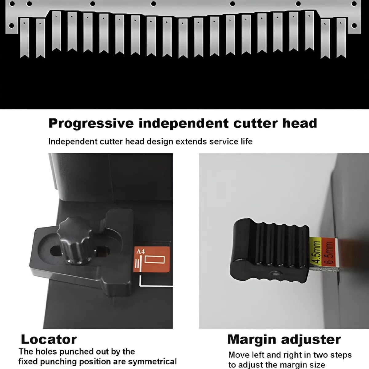 Manuelle Kammbindemaschine für A4, B5, A5 Papier, 21-fach Locher mit verstellbarem Rand, Dokument & Kalender Binder
