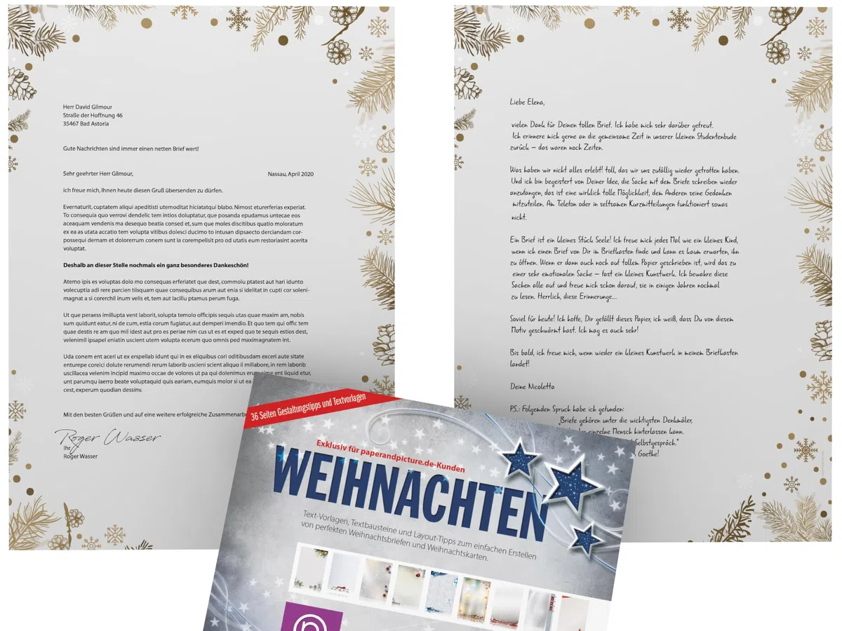 Weihnachtsbriefpapier mit Umschlägen | Tannenzapfen | 500 Blatt Motivpapier A4 und 500 Kuverts ohne Fenster | weihnachtliches Briefpapier