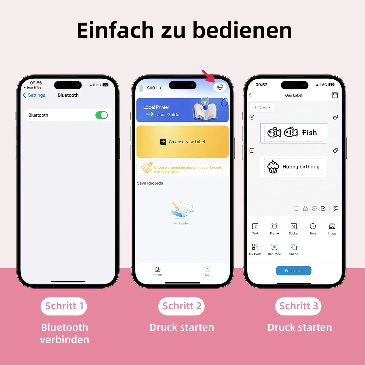 ORGSTA S001 Etikettendrucker Selbstklebend Etikettiergerät Bluetooth 2000 mAh Etikettiermaschinen Beschriftungsgerät Ettikettiergeraet Label Printer Sticker Maker Weihnachten