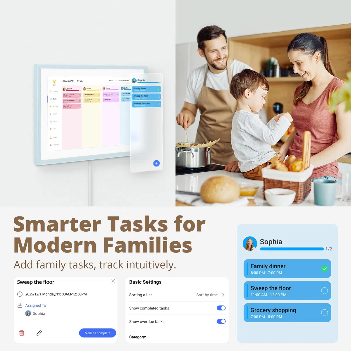 Dragon Touch 10,1 Zoll Digitaler Kalender, Wand- und Schreibtischaufwand mit doppelten austauschbaren Schnapprahmen, intelligenter Familienplaner, Digitaler Bilderrahmen für Mutter, Frauen