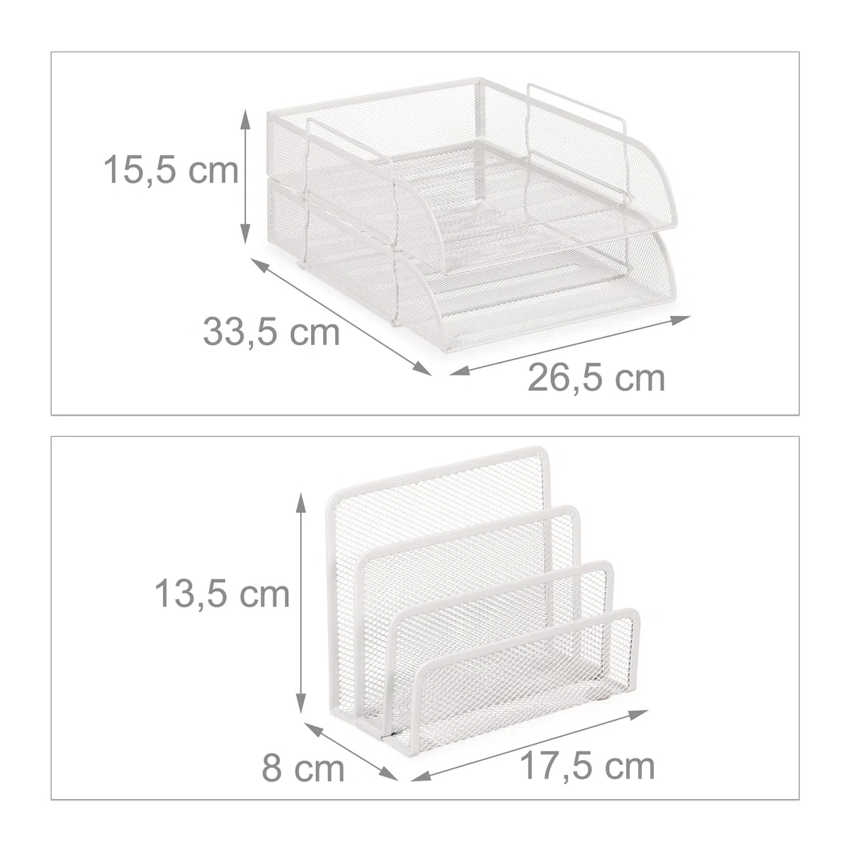 Relaxdays Schreibtisch Organizer Set Metall, weiß | 7-tlg.