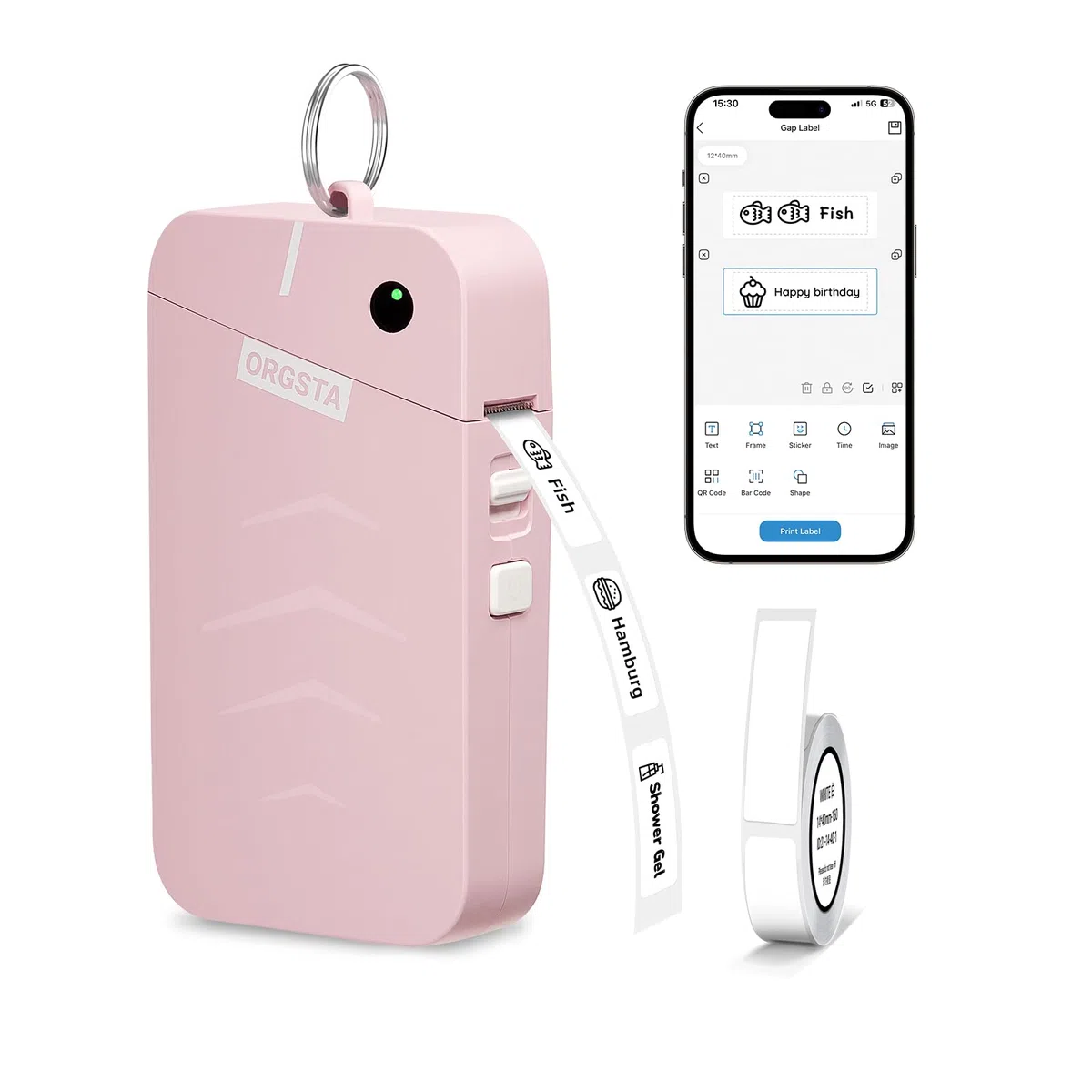 ORGSTA S001 Etikettendrucker Selbstklebend Etikettiergerät Bluetooth 2000 mAh Etikettiermaschinen Beschriftungsgerät Ettikettiergeraet Label Printer Sticker Maker Weihnachten