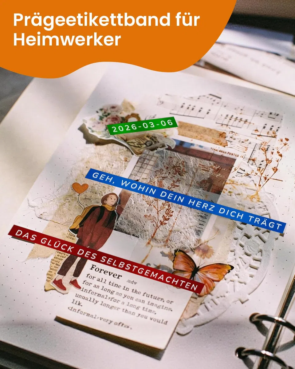 Prägegerät Beschriftungsgerät, Retro 3D Prägegerät, Vintage Etikettiergerät mit 3 Schwarzes Band Wasserfesten – Omega S Für Bastelset, Kinder DIY-Projekte, Zuhause, Büro & Schule