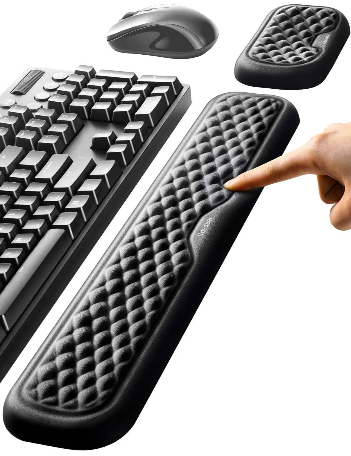 Vaydeer Handballenauflage für Tastatur und Maus, Wrist Rest, Ergonomisches Memory-Foam-Handgelenkstützen-Set für Büro und Spiele - Schwarz.