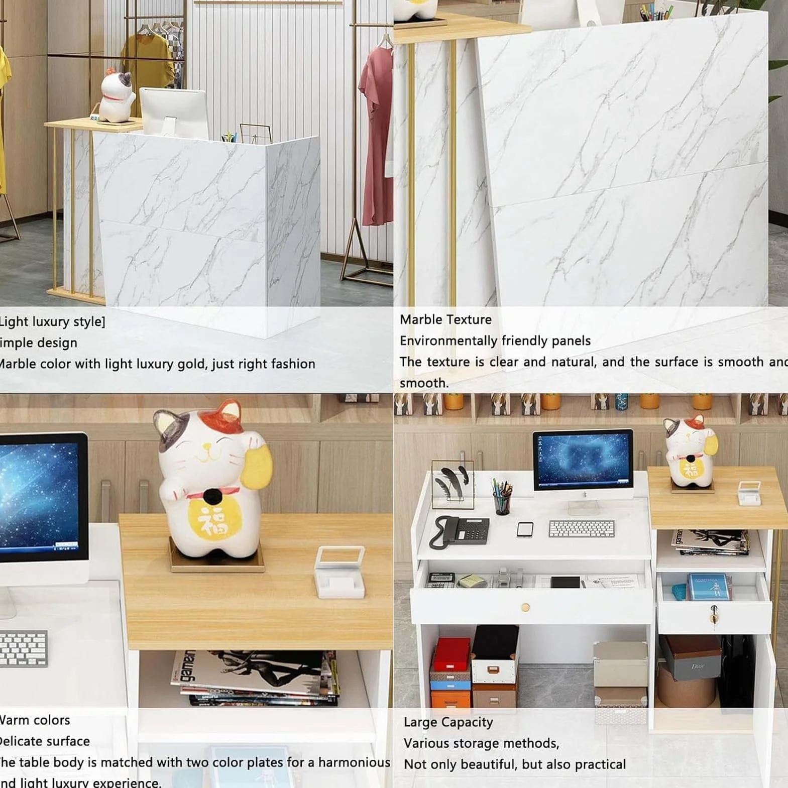 Hochwertiger Empfangstresen – Moderne Empfangstheke mit Stauraum, Kleiner Ladentresen für Supermarkt, Minimarkt, Hotel, Bar, Schönheitssalon, Bekleidungsgeschäft Rezeption B 120cm