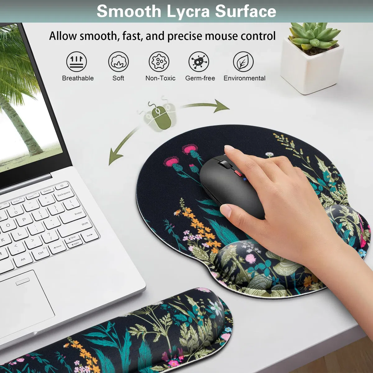 3-in-1 Mousepad Set,Mauspad mit Gelkissen+Handballenauflage Tastatur+Untersetzer,Mauspad XXL mit Rutschfester,Ergonomisches Mauspad,Schmerzlinderung Maus Pad für Spiele,Zuhause,Büro