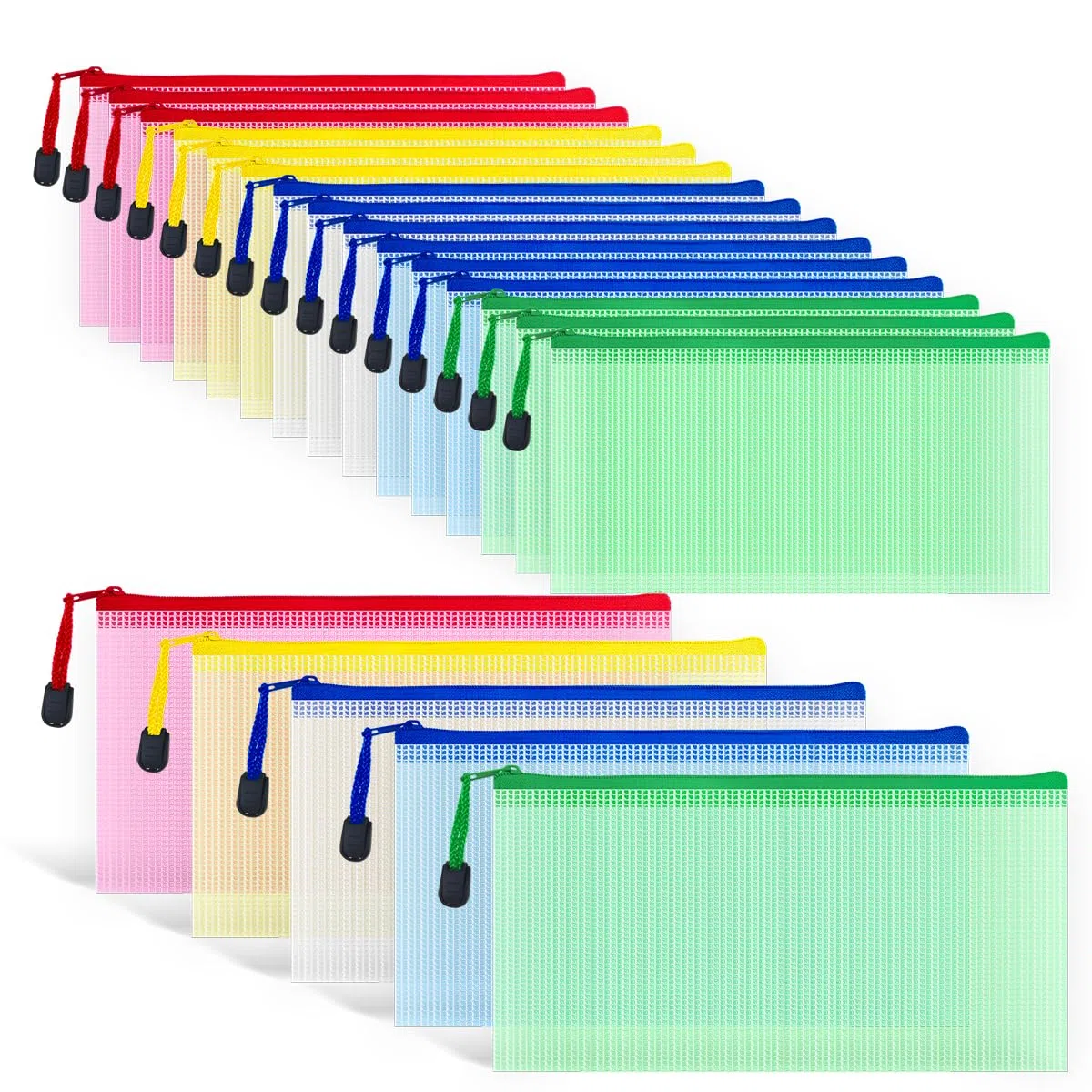 20 Stück Kleine Tasche mit Reissverschluss, 240x120 mm Stifteetui Reißverschlusstasche Dokumententasche Kunststoff Zip Beutel für Quittung, Arzneimittel, Schreibwaren und Allerlei Kleinkram