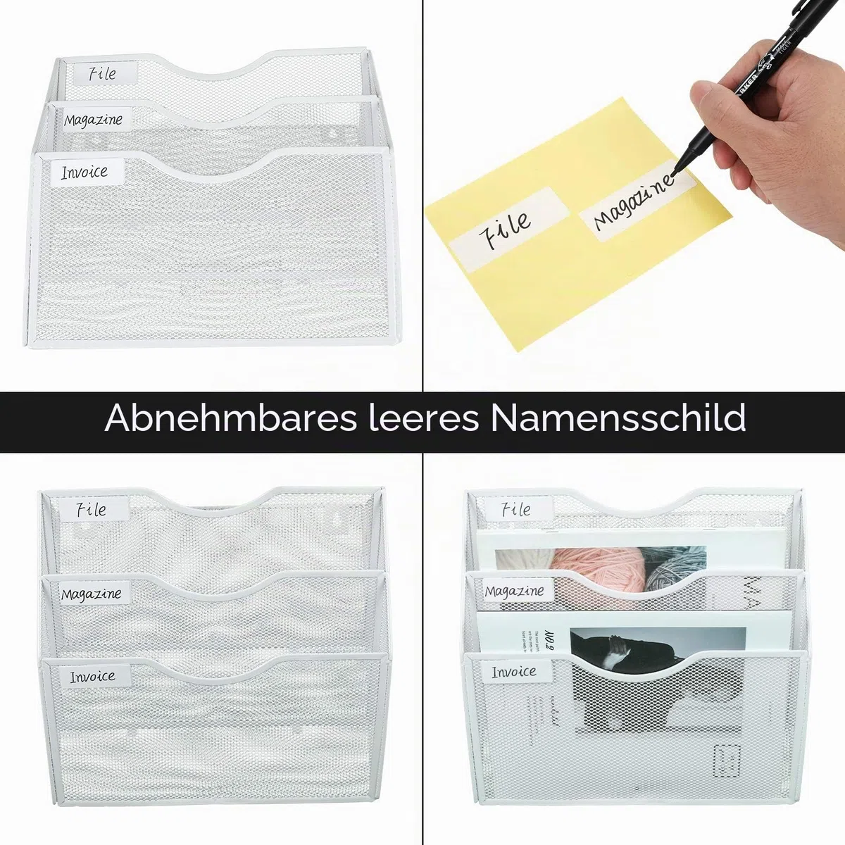 PAG Wandhalterung Dokumentenablage,Zeitschriftenhalter Wand, Wandorganizer Büro Zeitungshalter mit 3 Ebenen,für Zeitschriften/Brief/Zeitung/Notizbuch,Weiß