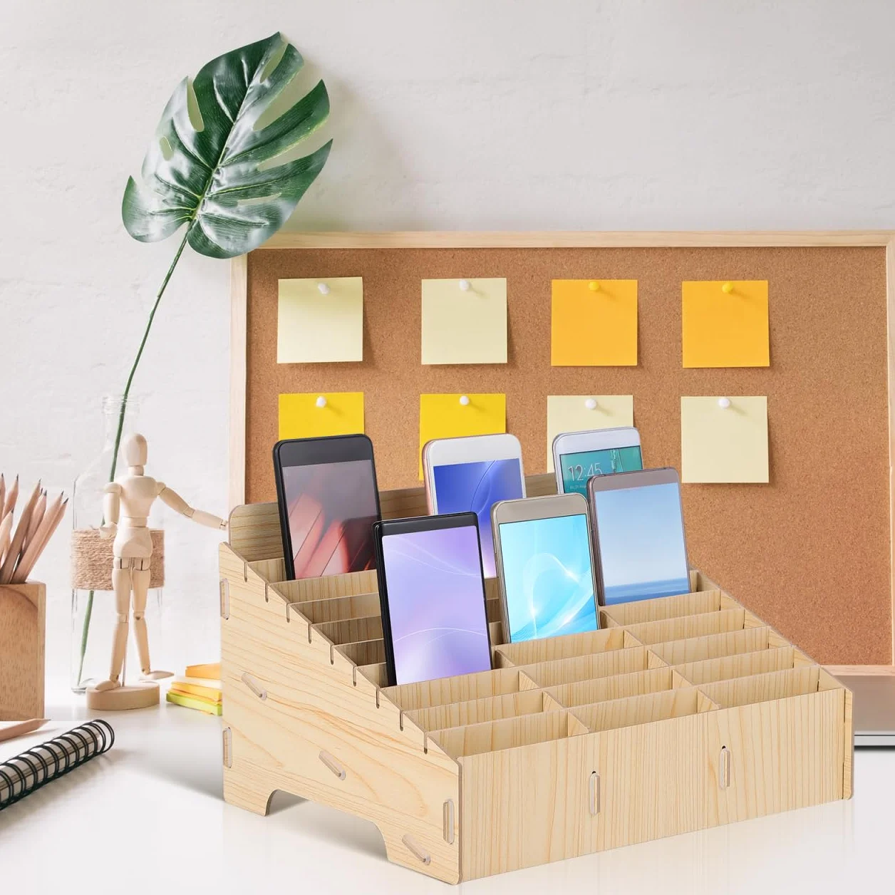 IMIKEYA Handygarage Organizer Schrank Regal Mit Schubladen Ordnungssystem Büro Schreibtisch Schule Handy Box Aufbewahrungsbox Handybox Kassettenregal 30 Fäher Handy-Aufbewahrungsbox Holz Fächer