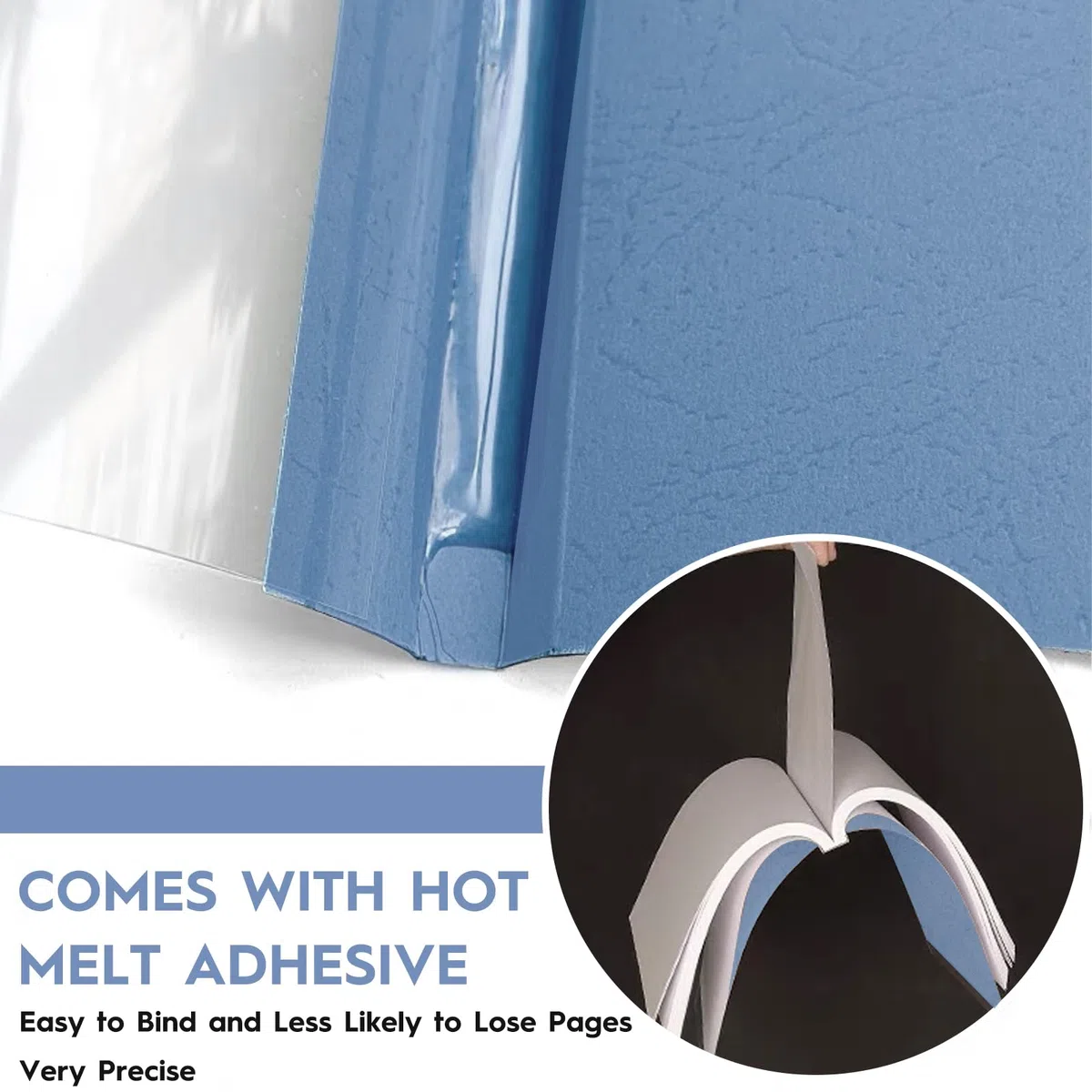 15 Blatt Thermo-bindemappen, A4 Thermobindemappen, PVC-Heizbindeumschlag, 3mm-16-25 Blatt, 6mm-36-50 Blatt, 8mm-51-70 Blatt, Blau, mit Abdeckung