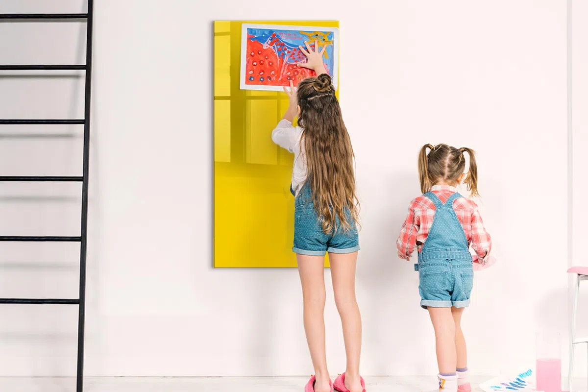 Premium Glas-Magnetboard hochformat | Magnetische Schreibtafel aus Glas | Ideal für Organisation & kreative Planung - 60x120cm Hellgelbe Farbe
