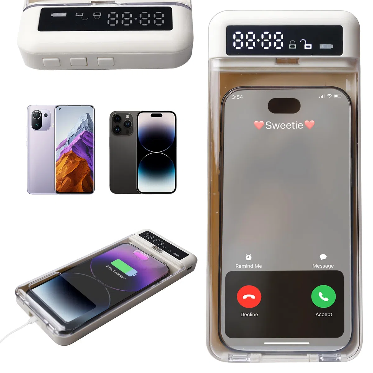 Handy-Sperrbox mit Timer, Handy Gefängnis, Telefon Safe Box zur Selbstkontrolle, Verschlüssbare Handy Safe Box, Telefonschlossbox Kompatibel mit iPhone & Android Smartphones (bis 6.7 Zoll)