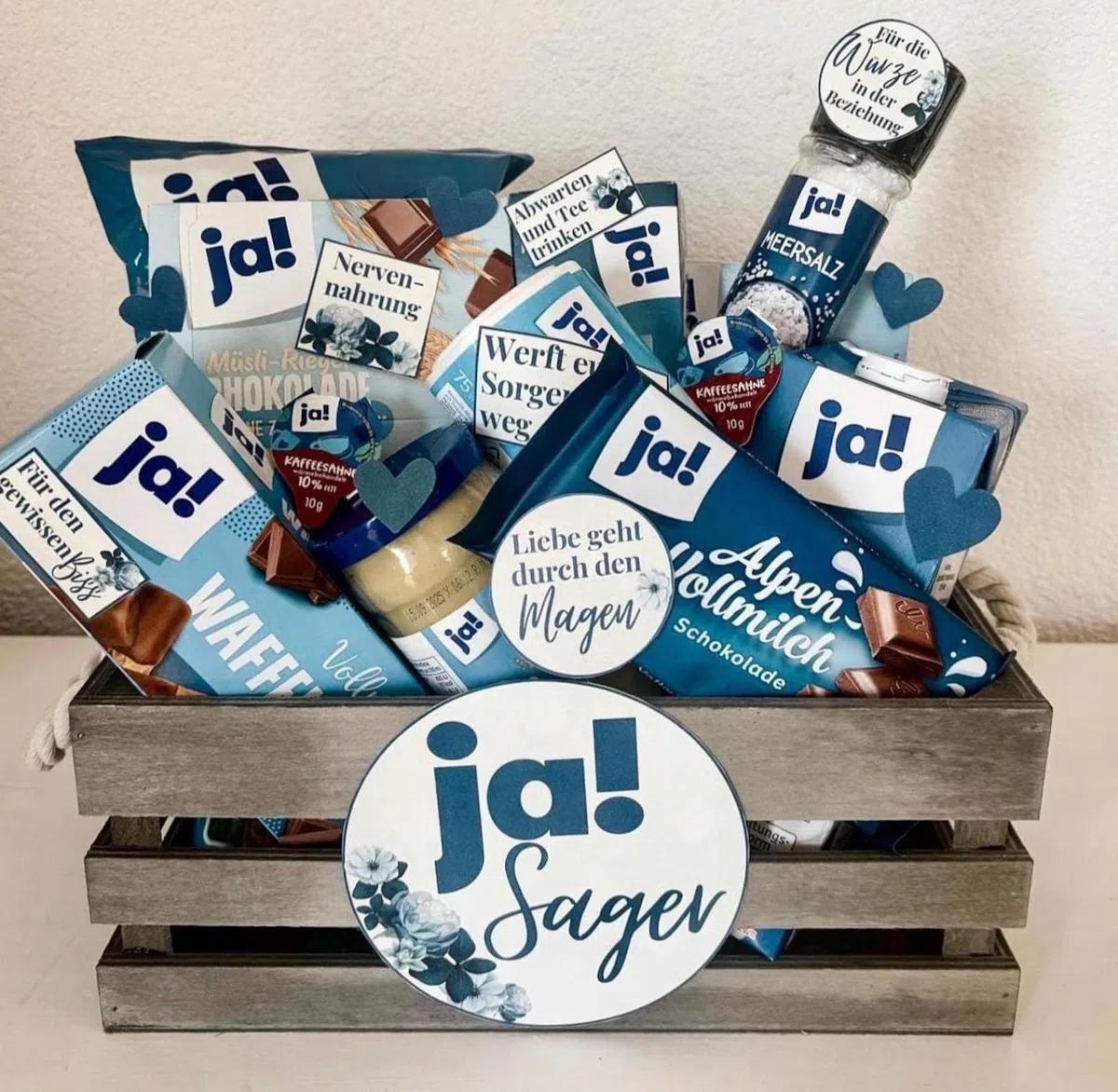 57er Set Ja Sager Korb Etiketten Aufkleber – Lustiges Hochzeitsgeschenk für Brautpaar DIY – Kreatives Verlobungsgeschenk,DIY Hochzeitsgeschenk,Geschenkkorb "Ja" Hochzeitskorb,Hochzeitsdeko Sticker mit