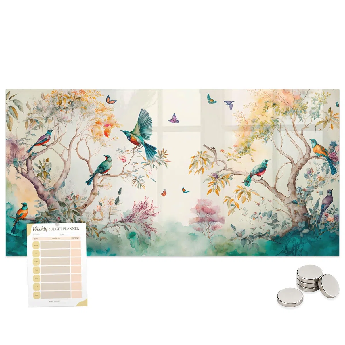 Magnetwand für Gastro und Zuhause 100x70 Blumen, Vögel, Natur