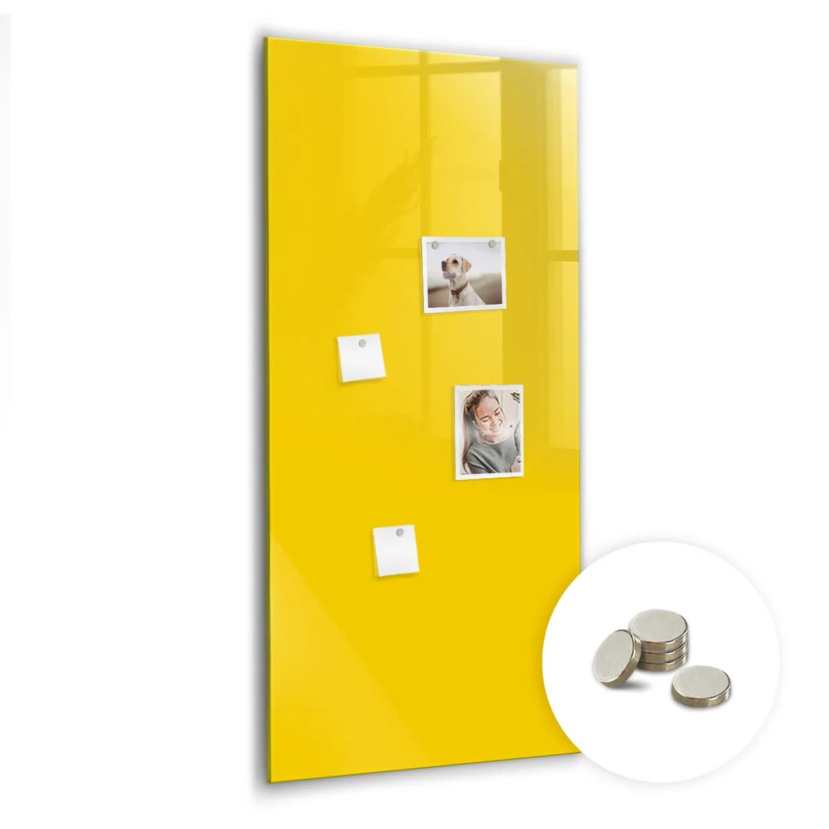 Premium Glas-Magnetboard hochformat | Magnetische Schreibtafel aus Glas | Ideal für Organisation & kreative Planung - 60x120cm Hellgelbe Farbe