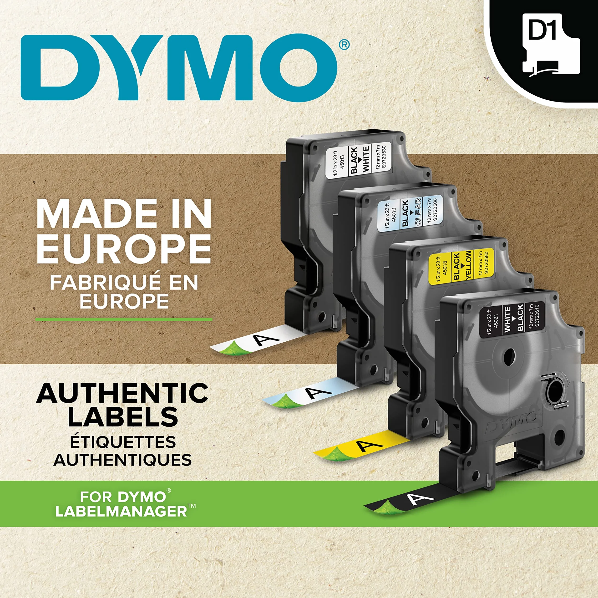 DYMO Original D1-Etikettenband | schwarz auf weiß | 19 mm x 7 m | selbstklebendes Schriftband | für LabelManager-Beschriftungsgerät