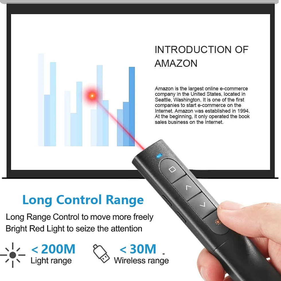 USB/Type-C 2-in-1 Wireless Presenter Aufla-dbarmit Hyperlink Lautstärkeregler, 2.4Ghz Powerpoint Fernbedienung Pointer für Präsentationen Klicker, Kabelloser Präsenter für Mac Laptop