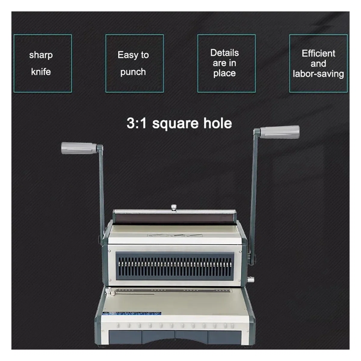 Bindegerät, 34-Loch-Eisenring-Bindemaschine, Rundloch-Eisenring-Wandkalender-Bindemaschine, Draht-Tischkalender-Stanzvertragsangebot, für A4, A5 oder kleinere Formate(S310 square hole)