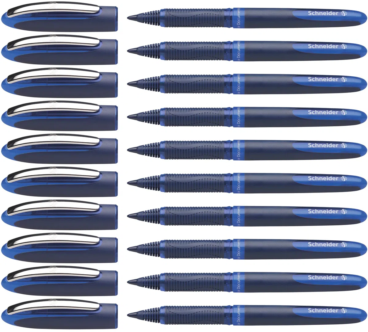 Schneider 183003 One Business Tintenroller (dokumentenecht mit 0,6 mm Strichstärke, Made in Germany) 10er Pack, blau