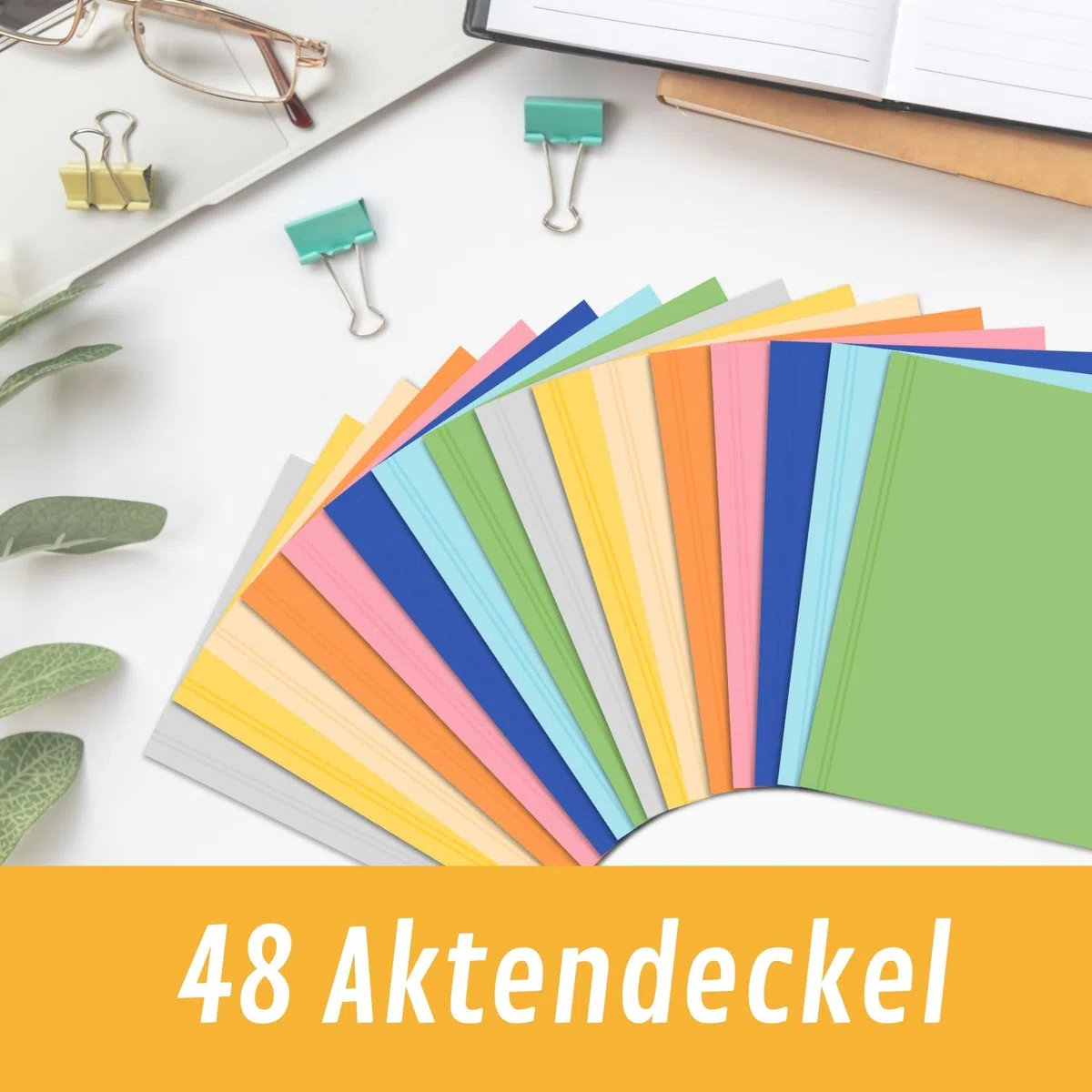 perfect line - 48 Aktendeckel DIN A4 - stabile Papp-Hefter aus Recyclingkarton, 250g/m², diverse Farben - umweltfreundlich, Blauer Engel zertifiziert