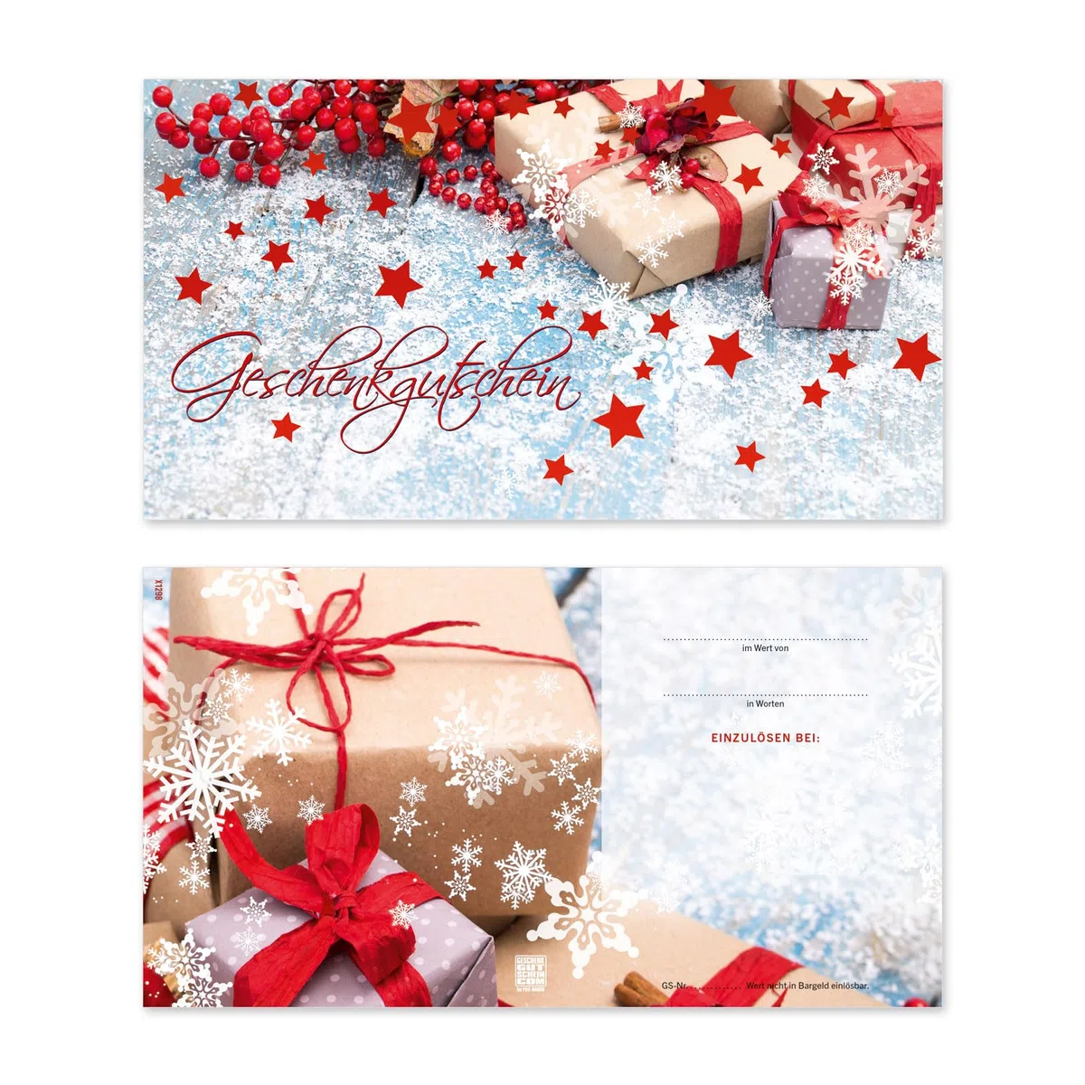 50 Gutscheine. Blanko zum Selberausfüllen. Für Weihnachten, für Firmen mit Weihnachtsmotiv.