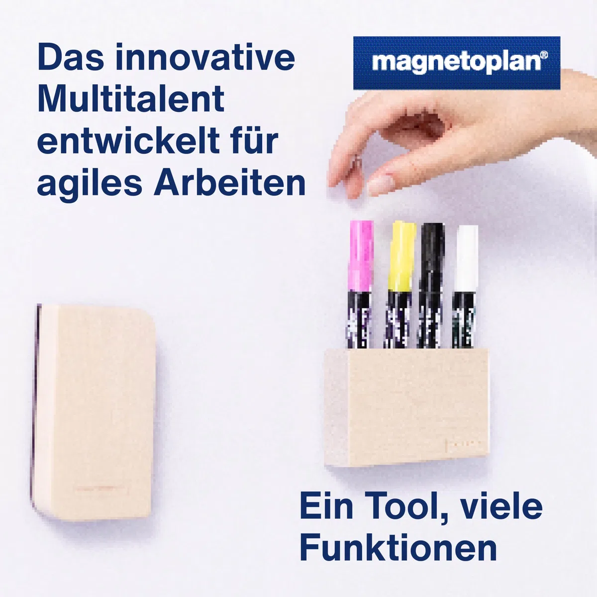 magnetoplan Design-Glas- & Pinnboard, mobil, Weiss | Whiteboard magnetisch + Pinnboard | Mobiles Board doppelseitig | Magnetwand auf Rollen | Hochwertige Glasoberfläche | BxHxT 760x1800x600mm