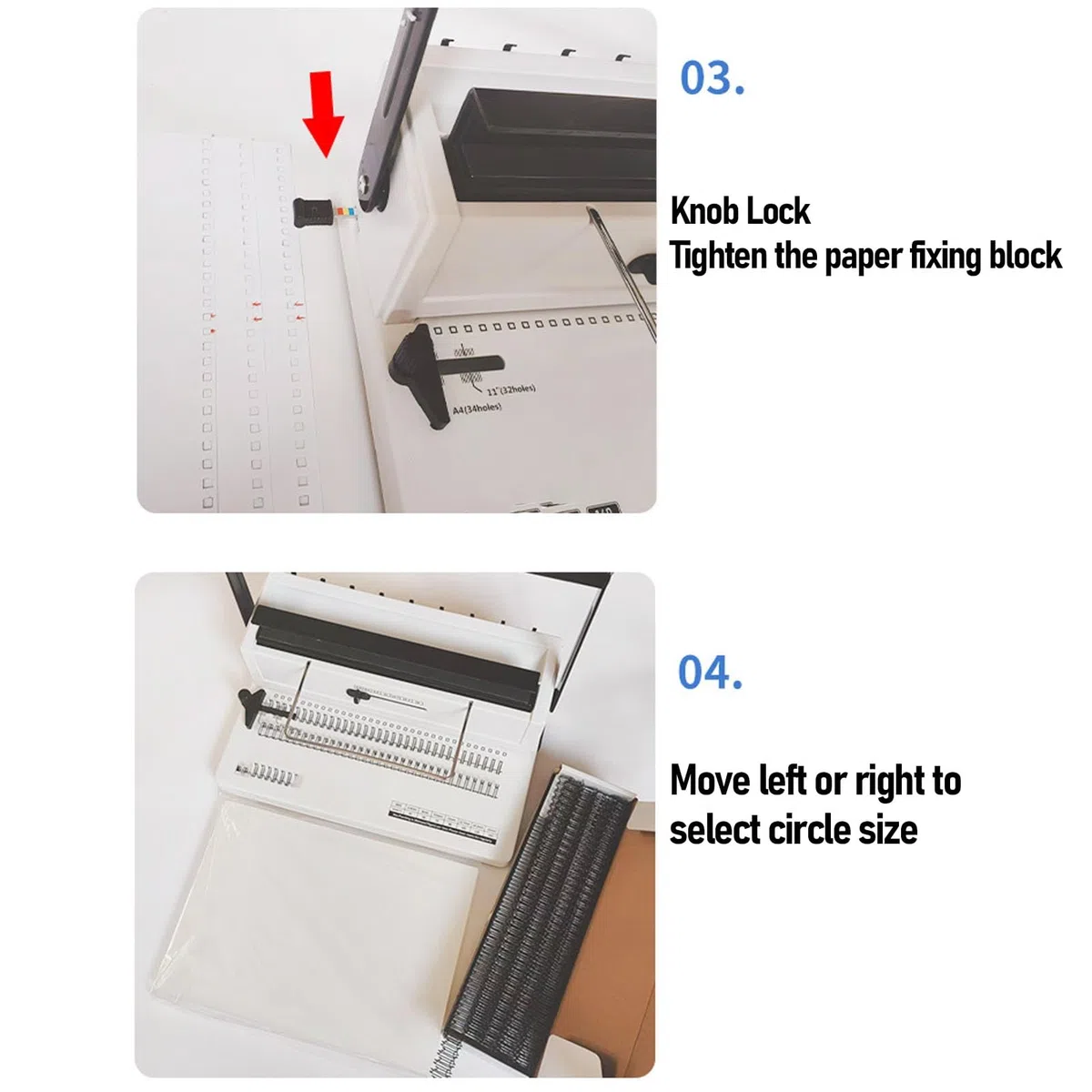 Bindemaschine, 20 Blatt Stanzen, 34 Quadratische Löcher, 140 Blatt