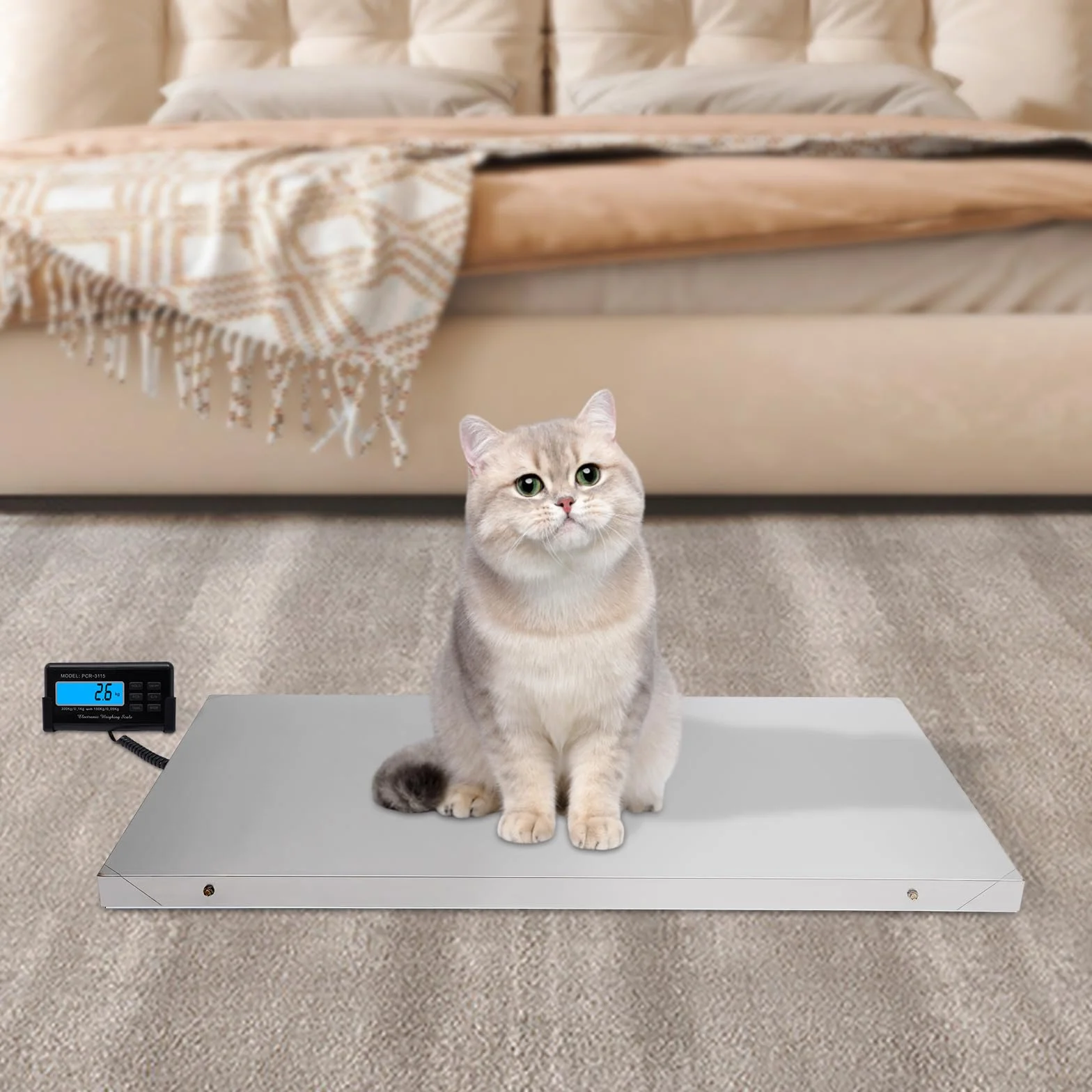 Digitalwaage Plattformwaage Veterinärwaage Bodenwaage Tierwaage Hundewaage Paketwaage Katzenwaage Veterinärwaage Plattformwaage 300KG 103cmx 53cm Industriewaage