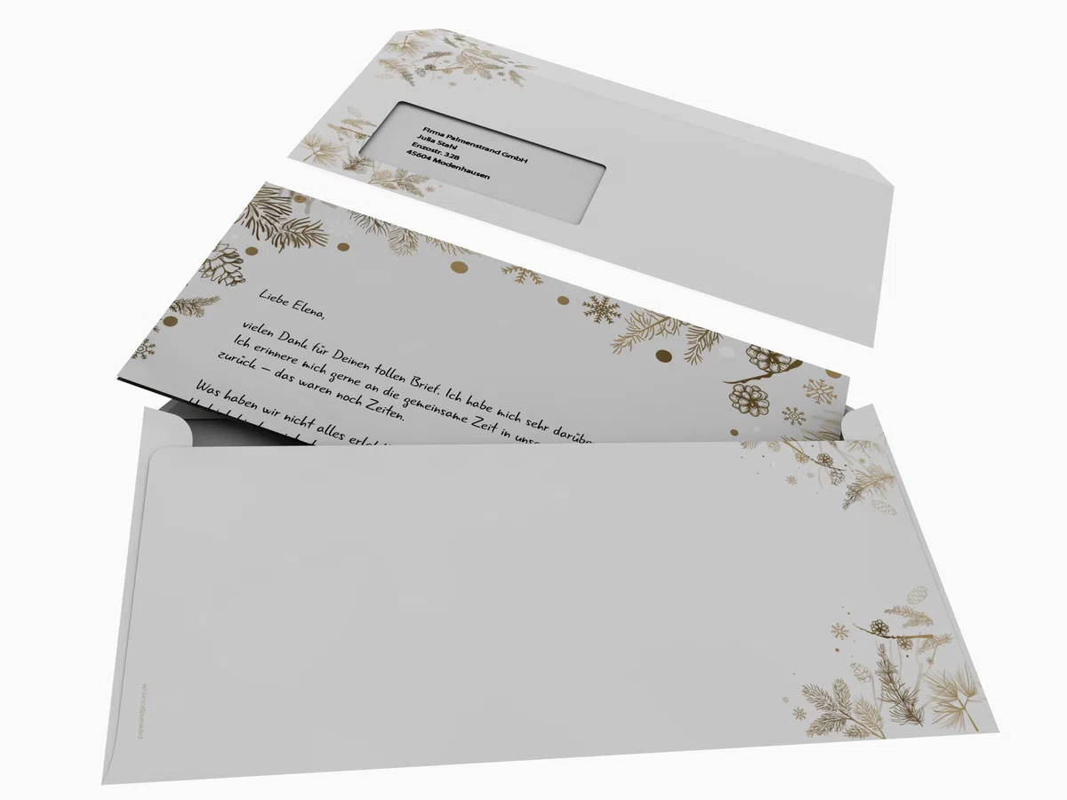 Weihnachtsbriefpapier mit Umschlägen | Tannenzapfen | 500 Blatt Motivpapier A4 und 500 Kuverts ohne Fenster | weihnachtliches Briefpapier