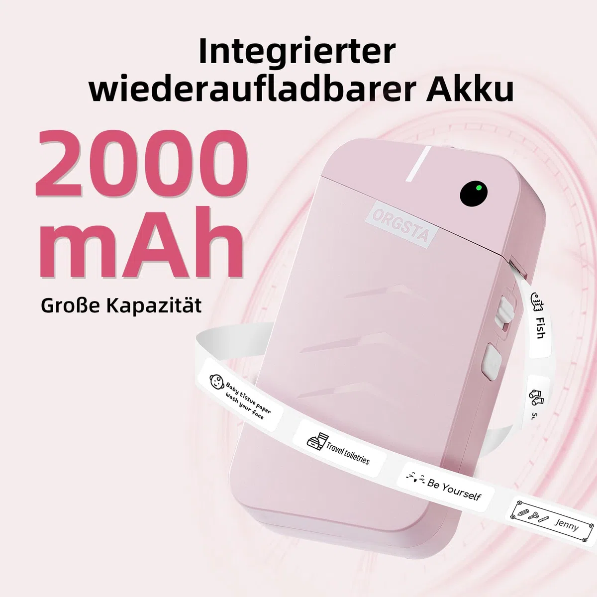 ORGSTA S001 Etikettendrucker Selbstklebend Etikettiergerät Bluetooth 2000 mAh Etikettiermaschinen Beschriftungsgerät Ettikettiergeraet Label Printer Sticker Maker Weihnachten