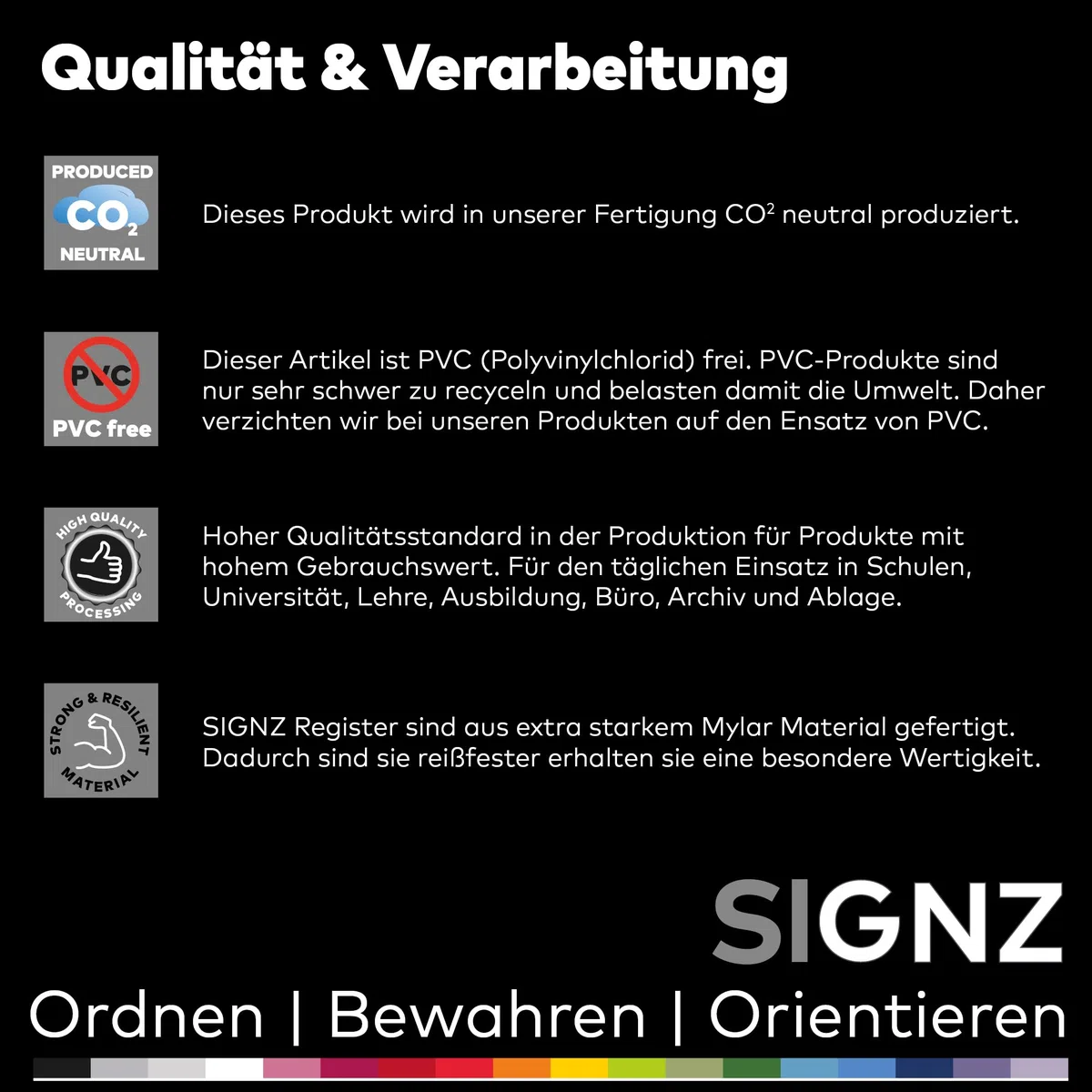 SIGNZ Register DIN A4, 31 - teilig, 3 Stück, extra starke Trennblätter, CO2-neutral hergestellt, made in Germany
