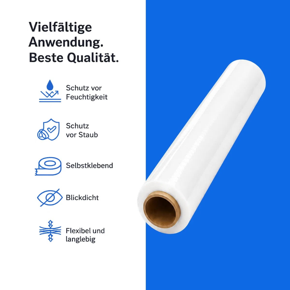 1x Stretchfolie 50cm 1,5 kg 23my Wickelfolie, Packfolie, Folie für Möbel und Umzug (Weiß)
