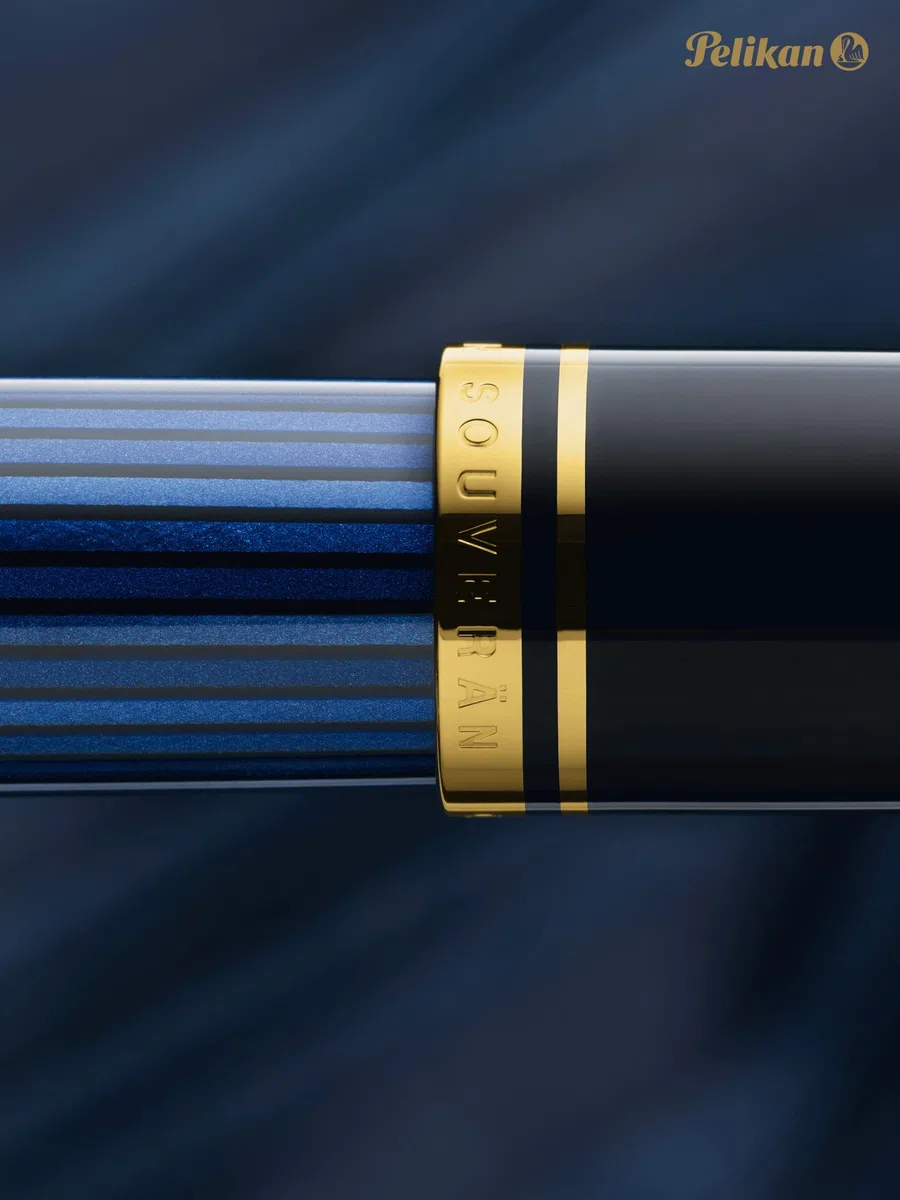Pelikan Füllhalter Souverän 400, Schwarz-Blau, Feder EF (extra-fein), hochwertiger Kolbenfüller im Geschenk-Etui, 994921