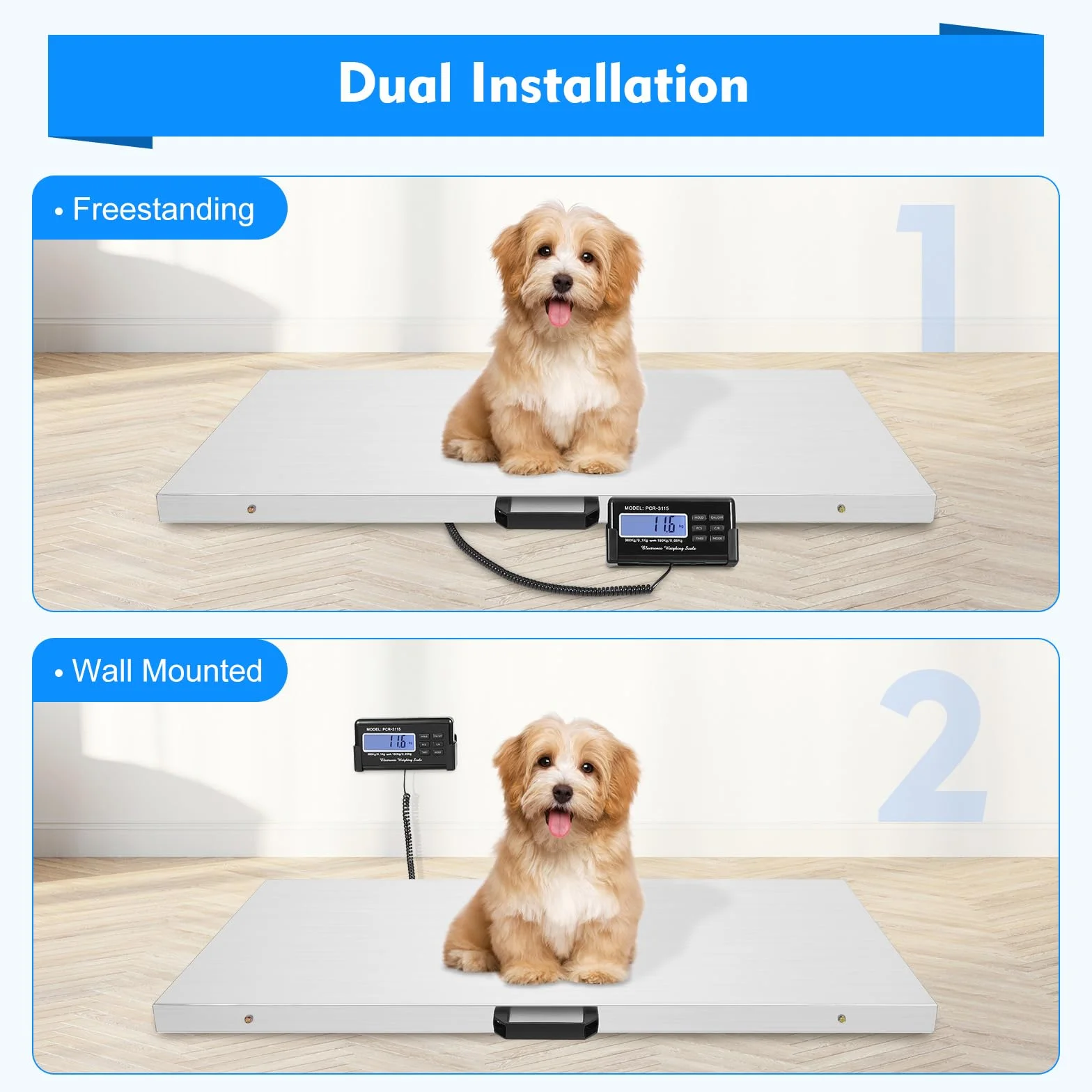 Plattformwaage 300kg Digitalwaage Paketwaage Veterinärwaage Große Tierwaage Katzenwaage Hundewaage 103x53cm mit LCD Monitor