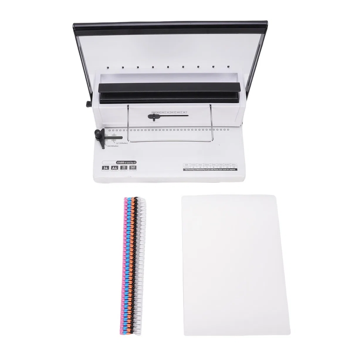 Bindemaschine, 20 Blatt Stanzen, 34 Quadratische Löcher, 140 Blatt