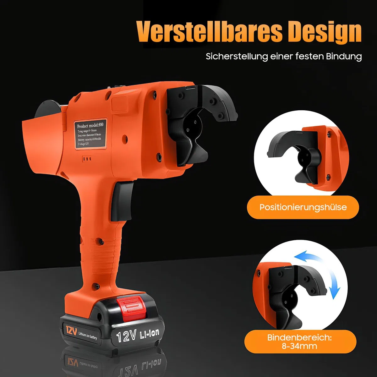 Bewehrungsverbinder, Elektrische Rebar Bindemaschine 8mm-34mm 12V Rebar Drahtbinder 8mm-34mm Automatische Drahtbindemaschine Handheld Vollautomatisch Building Tying Maschine
