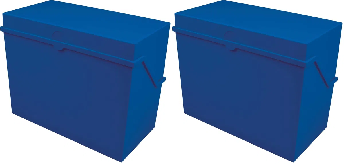 Helit H6214534 - Karteikarten Box „the index“ DIN A5 quer, Kleinkartei blau für ca. 500 Karten (Packung mit 2)