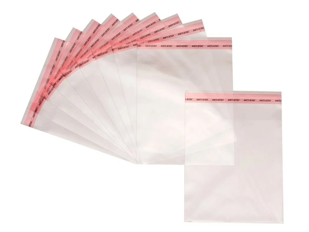Netuno 100 Flachbeutel PP mit Klappe (3cm) 42x52cm selbstklebende Plastikbeutel durchsichtig Cellophan Taschen transparente Tüten mit Lasche PP Poly klar Plastiktüten Geschenktüten transparent