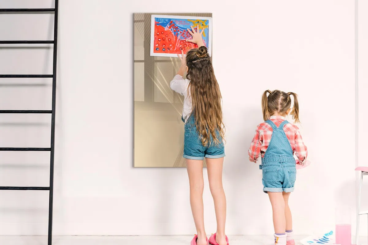 Großes Glas-Magnetboard inkl. Neodym-Magnete, Marker & Schwamm | Robuste Glasfläche | Perfekt für Wandmontage in Büro, Schule & Küche- 60x120cm - Abstraktes Licht