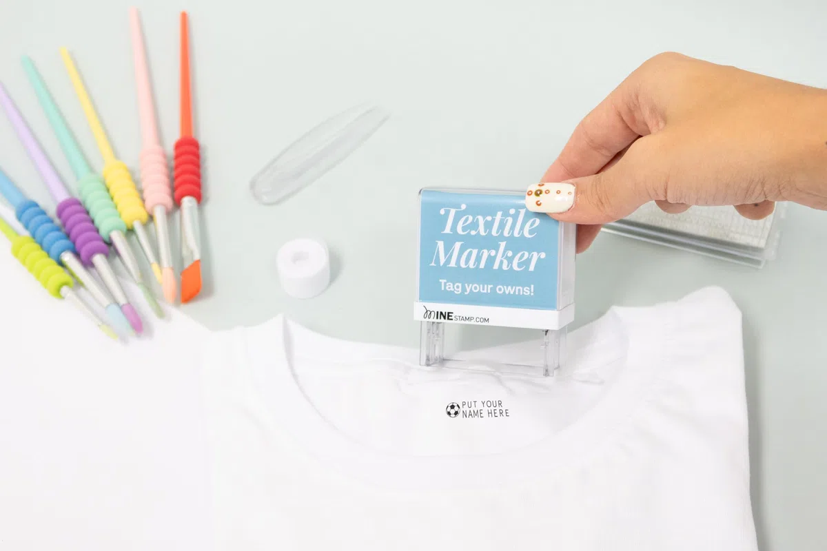 Mine Stamp Stempel für Kleidung und Bücher | Kompakter personalisierter Kleidungsmarker für Erwachsene und Kinder | Personalisierter Namensstempel für Kinderkleidung