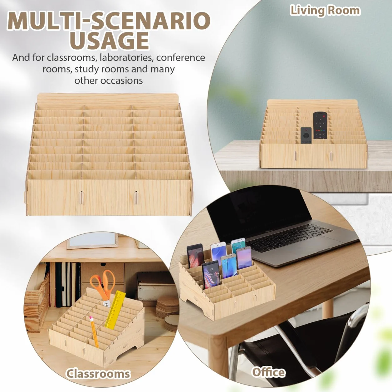 IMIKEYA Handygarage Organizer Schrank Regal Mit Schubladen Ordnungssystem Büro Schreibtisch Schule Handy Box Aufbewahrungsbox Handybox Kassettenregal 30 Fäher Handy-Aufbewahrungsbox Holz Fächer