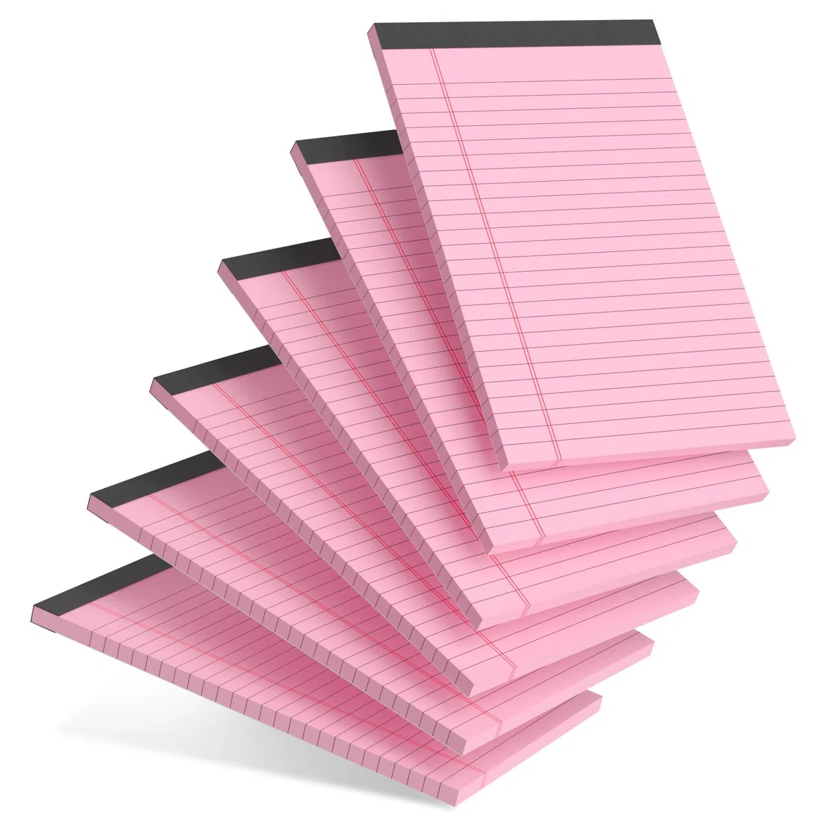 AILZFEI 6 kleine Notizblöcke, 12,7 x 20,3 cm, liniert, Pink, Notizblöcke, 6 Stück, Lernrücken-Schreibblöcke, 5 x 8 Rechtsblöcke, perforiert, schmal, liniert, rosa