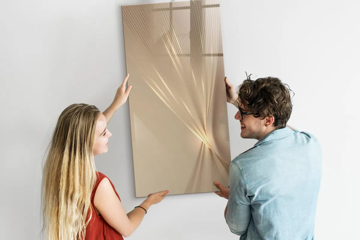 Großes Glas-Magnetboard inkl. Neodym-Magnete, Marker & Schwamm | Robuste Glasfläche | Perfekt für Wandmontage in Büro, Schule & Küche- 60x120cm - Abstraktes Licht